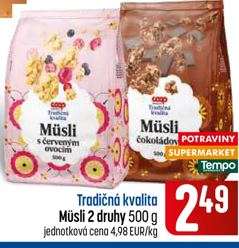 Coop Tradičná kvalita müsli s červeným ovocím