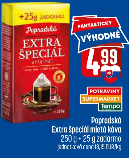 Popradská Extra špeciál originál mletá káva