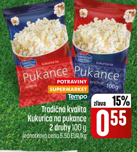 Tempo Tradičná kvalita kukurica na pukance
