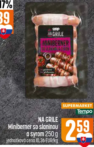 COOP Jednota na grile minibrenner so slaninou a syrom