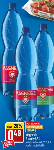 Magnesia Prírodná minerálna voda neperlivá