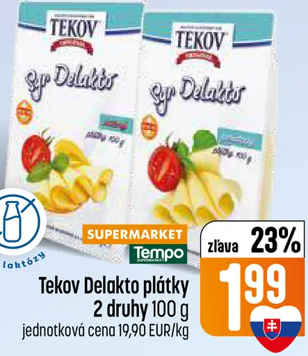 Tekov Delaktos syr plátky 2 druhy