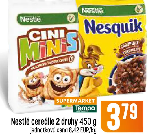 Nestlé cereálie Cini Minis, Nesquik rôzne druhy