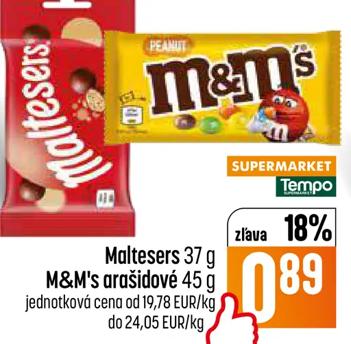 M&M’s arašidové cukríky