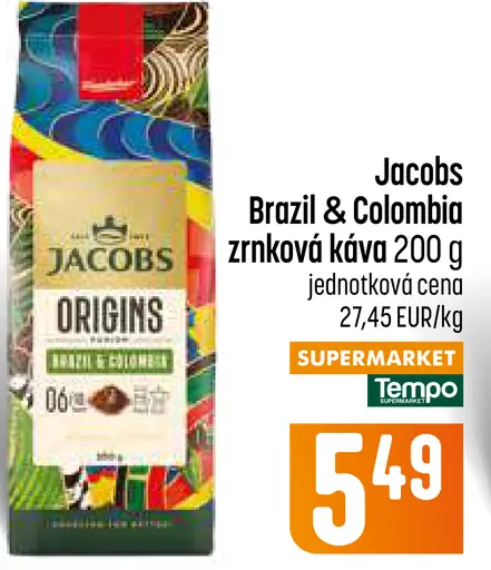Jacobs Brazil & Colombia zrnková káva