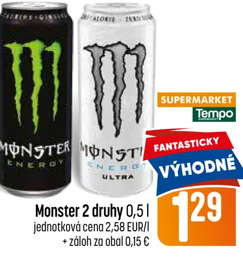 Monster Energy energetický nápoj rôzne druhy