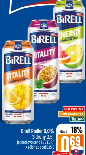 Birell Radler nealkoholické pivo
