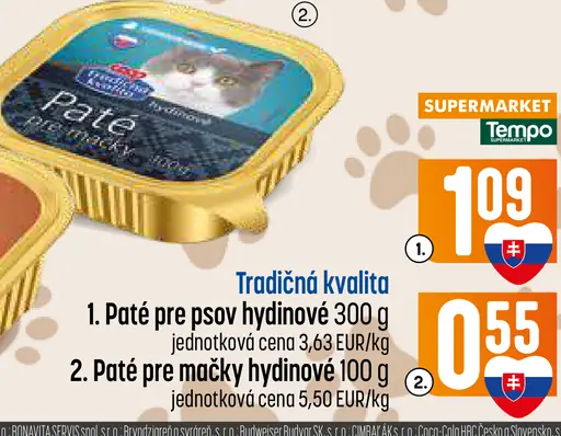 Tradičná kvalita Paté pre mačky hydinové