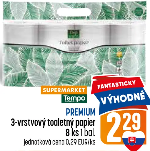 Premium 3-vrstvový toaletný papier 8 roliek