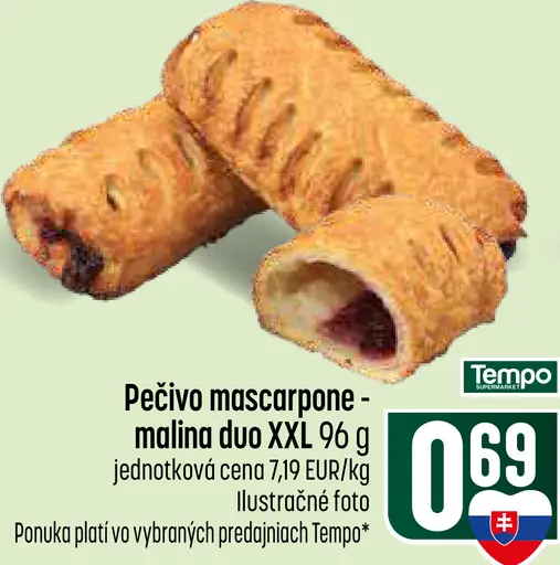Tempo Pečivo mascarpone malina duo XXL
