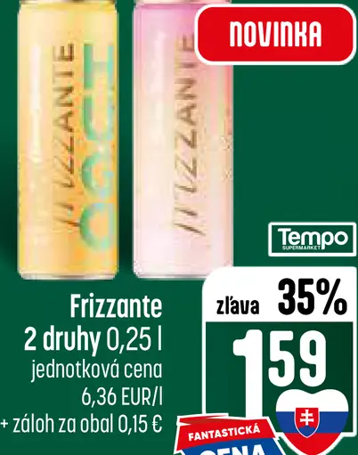 Frizzante perlivý nápoj 2 druhy plechovka