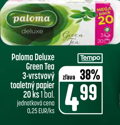 Paloma Deluxe Green Tea 3-vrstvový toaletný papier