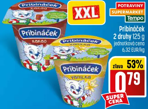 Pribináček kakaový alebo vanilkový dezert