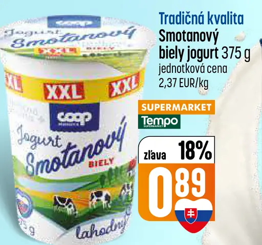 Coop Tradičná kvalita Smotanový biely jogurt