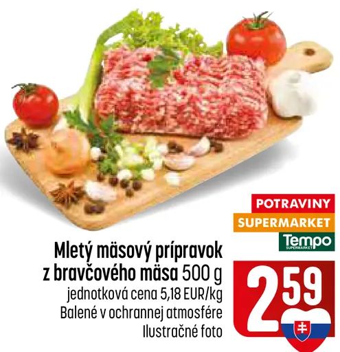 Mletý mäsový prípravok z bravčového mäsa