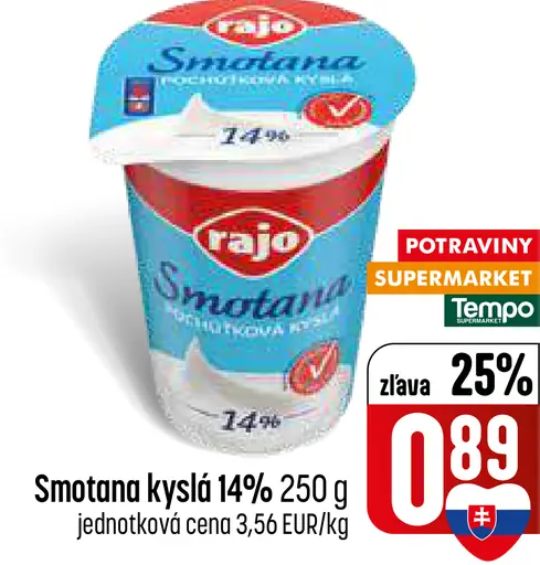 Rajo smotana kyslá 14%