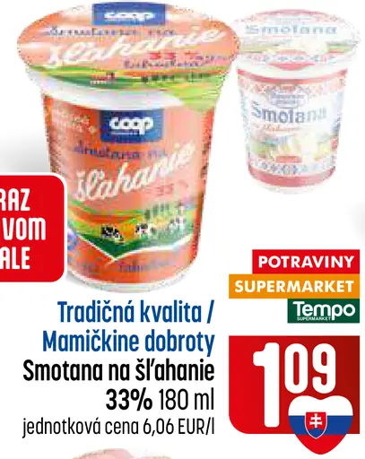 Coop Tradičná kvalita / Mamičikine dobroty smotana na šľahanie 33 %