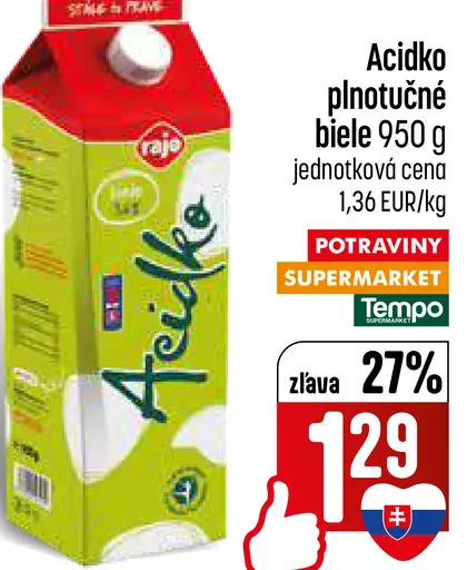 Rajo Acidko plnotučné biele