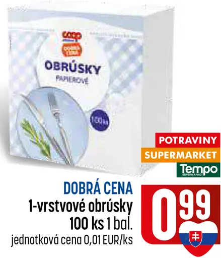 Coop 1-vrstvové papierové obrúsky
