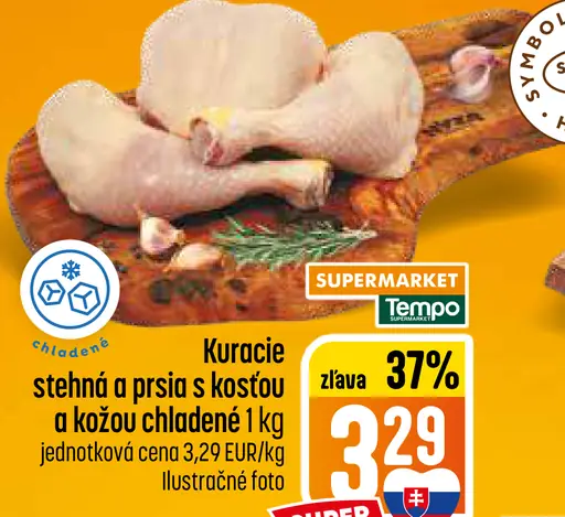 Kuracie stehná + kuracie prsia s kosťou a kožou chladené