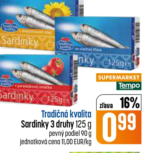 Tradičná kvalita sardinky v oleji 3 druhy