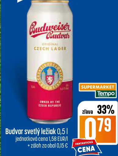 Budweiser Budvar svetlý ležiak plechovka