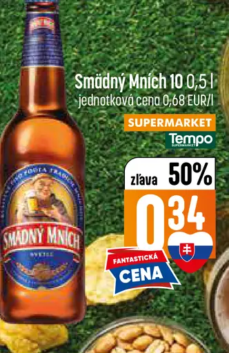 Smädný Mních 10 svetlé pivo