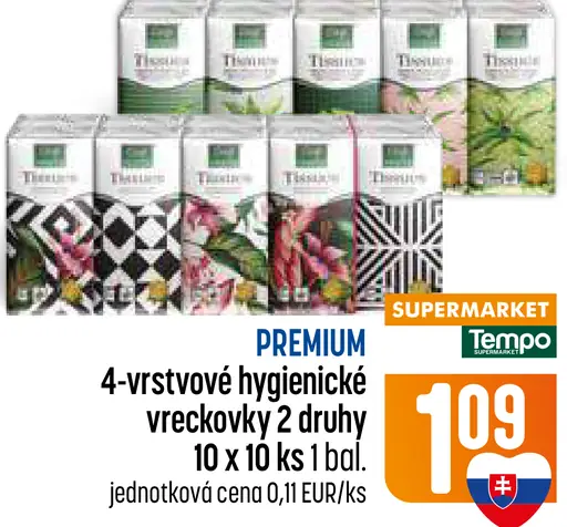 Tesco Premium 4-vrstvové hygienické vreckovky