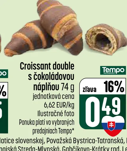 Tempo Croissant double s čokoládovou náplňou