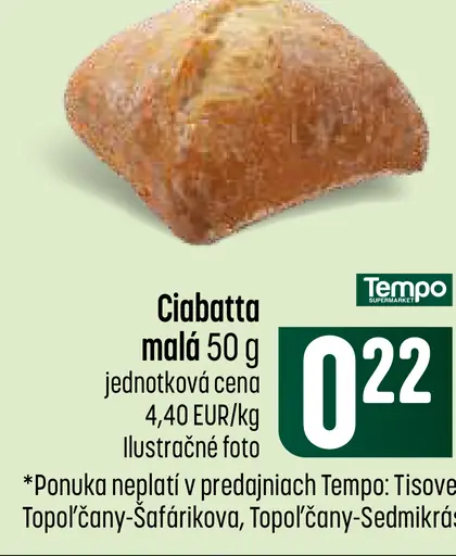 Tempo Ciabatta malá pečivo