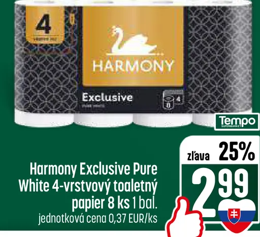 Harmony Exclusive Pure White toaletný papier 4 vrstvy