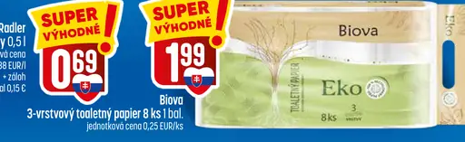 Biova 3-vrstvový toaletný papier 8 roliek