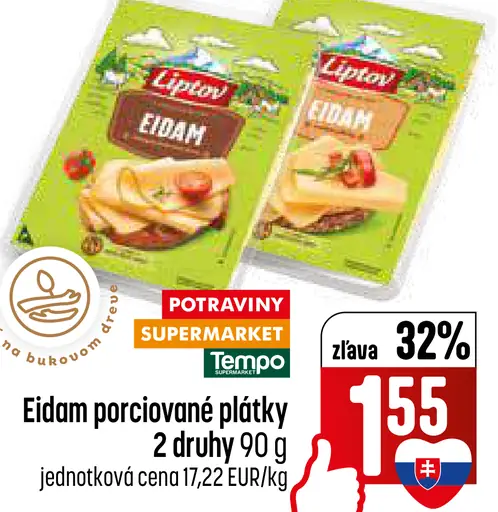 Eidam porciované plátky 2 druhy