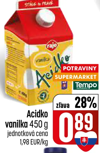 Acidko vanilka kyslomliečny nápoj