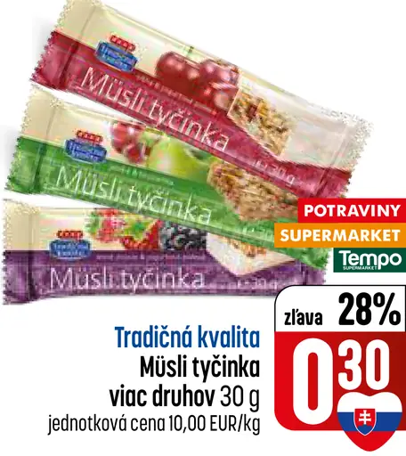 Tradičná kvalita Müsli tyčinka viac druhov