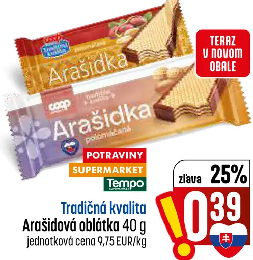 Coop Arrašidka tradičná kvalita arašidová oblátka