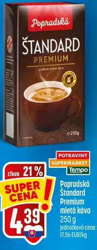 Popradská Štandard Premium pražená mletá káva