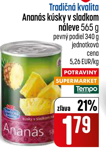 Ananás kúsky v sladkom náleve