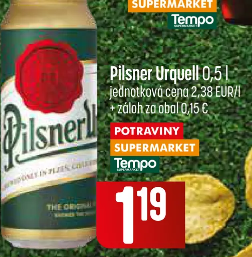 Pilsner Urquell pivo fľaša