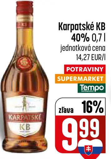 Karpaťské KB bylinný likér 40%