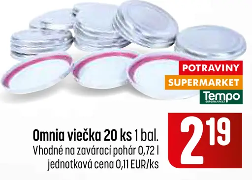 Omnia viečka kovové 20 ks