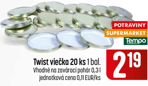 Twist viečka kovové 20 ks