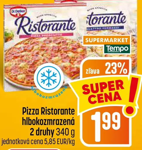 Pizza Ristorante hlboko mrazená, 2 druhy