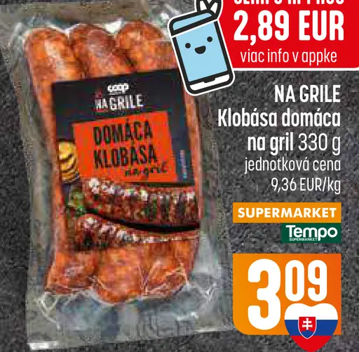 Coop Jednota Na grile klobása domáca na gril