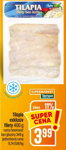 Tilapia filet bez kože mrazený