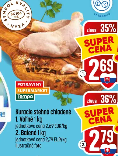 Kuracie stehnné štvrte chladené voľné