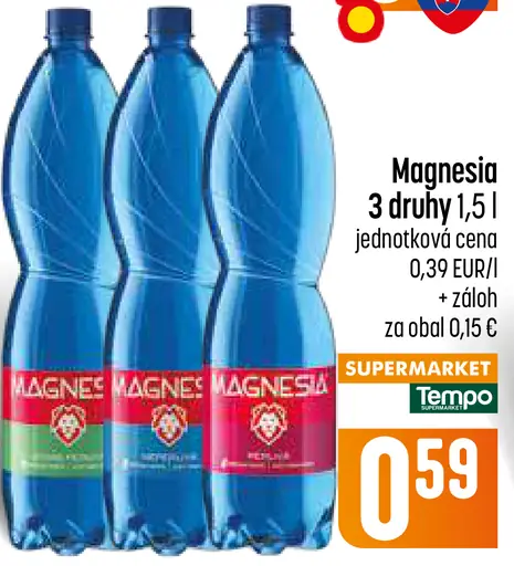 Magnesia Prírodná minerálna voda neperlivá