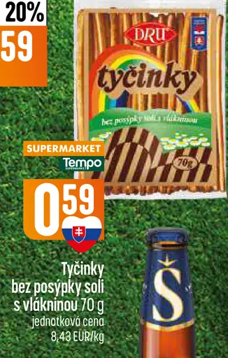 Dru Tyčinky bez posýpky soli s vlákninou