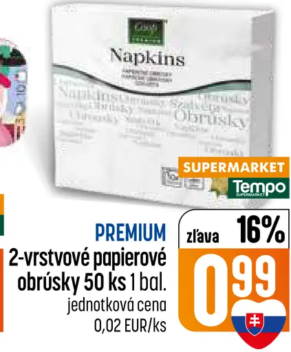 Premium 2-vrstvové papierové obrúsky