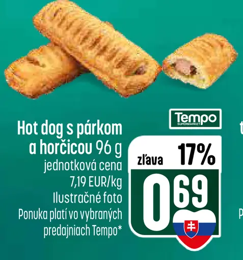 Hot dog s párkom a horčicou